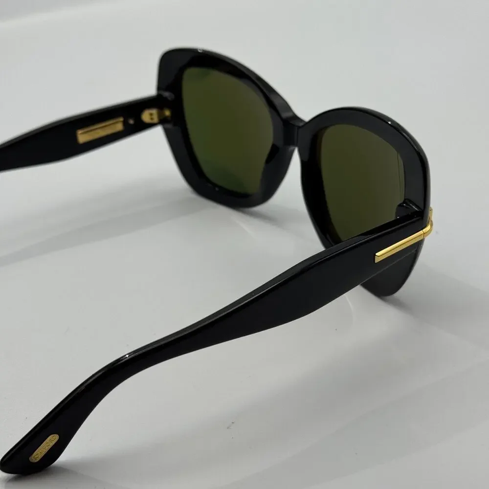 Tom Ford Sunglasses Icon TF1279 01N Black Butterfly Frame Green Lens 55mm New